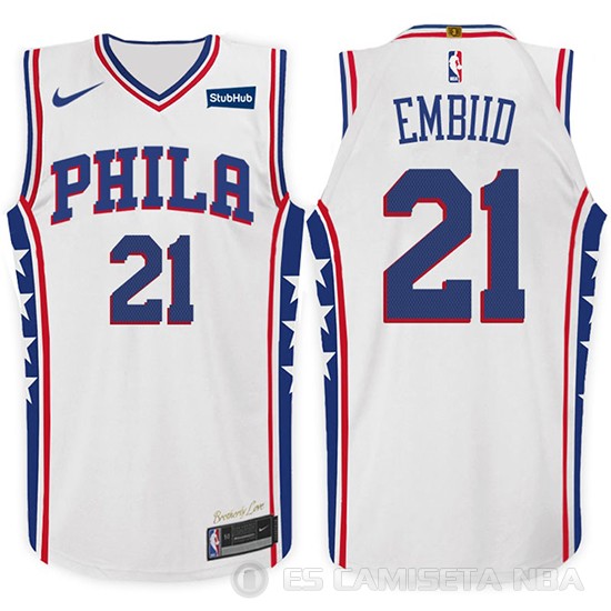 Camiseta Joel Embiid #21 Philadelphia 76ers 2017-18 Blanco - Haga un click en la imagen para cerrar